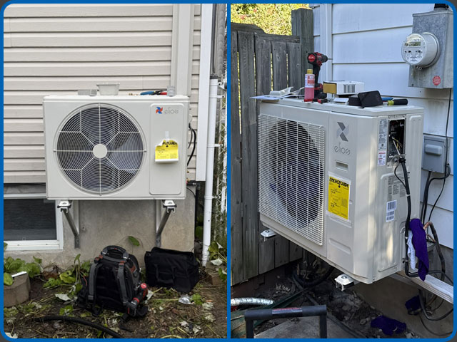 Tête intérieure de thermopompe murale et unité extérieure reliées - Air 2 Inc.