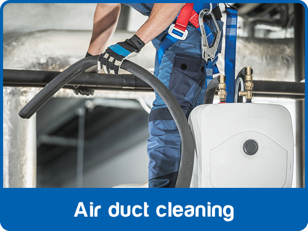 Rod cleaning of ventilation ducts, access hatch open - Air 2 Inc.